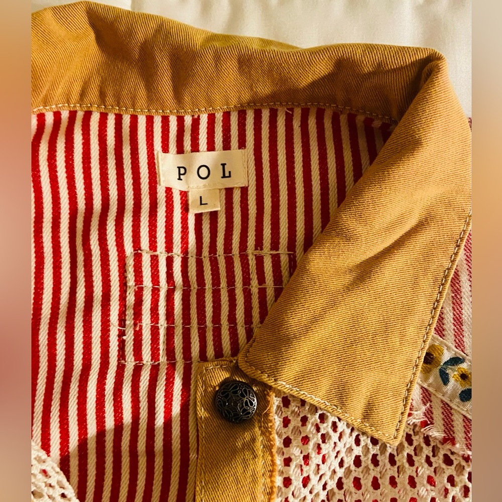 Pol Embroidered Twill Tan Jacket Patchwork Mesh S… - image 8